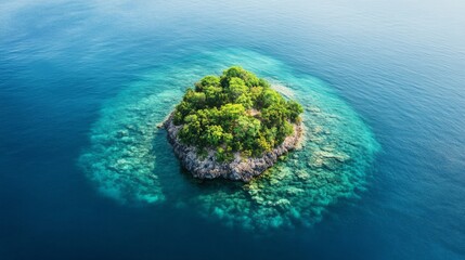 A Lush, Forested Island in a Turquoise Ocean