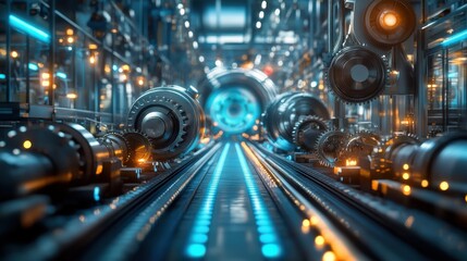 Obraz premium Futuristic Industrial Machinery: A Symphony of Gears and Lights