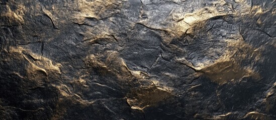 Abstract textured surface with dark and golden tones exhibiting a natural rocky appearance. Copy Space available for text placement.