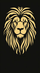 Obraz premium Lion silhouette design: bold tribal art featuring majestic mane