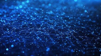 Digital Network of Connected People, Blue Background, Technology, Connections, Network