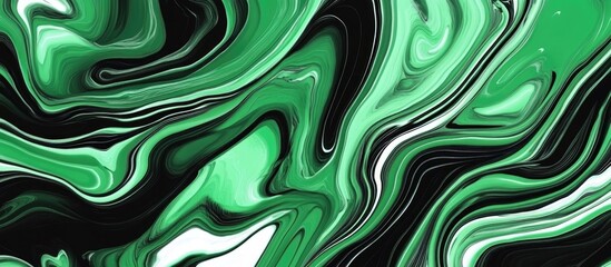 Obraz premium Green and Black Abstract Marble Background with Fluid Patterns and Copy Space