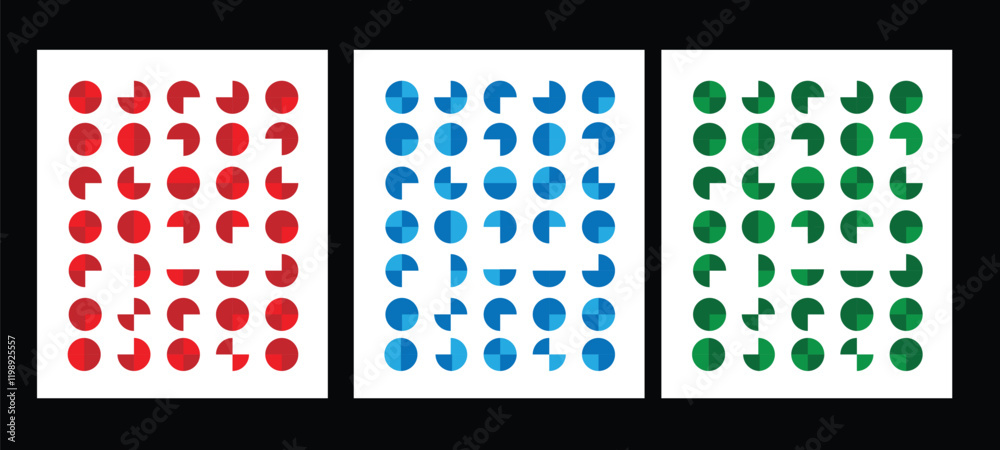 Poster Abstract Circular Geometric Figures Backgrounds Different Colors. Background or abstract texture concept vector art
