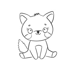 Adorable Little Kitten Line Art Drawing for Coloring and Creative Kids Activities