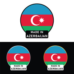 Made in Azerbaijan Badge Tag Seal Flag Waving Flag Make in Azerbaijan 