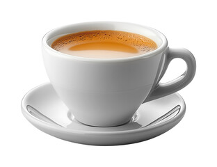 Blank white cappuccino cup against a white or transparent background