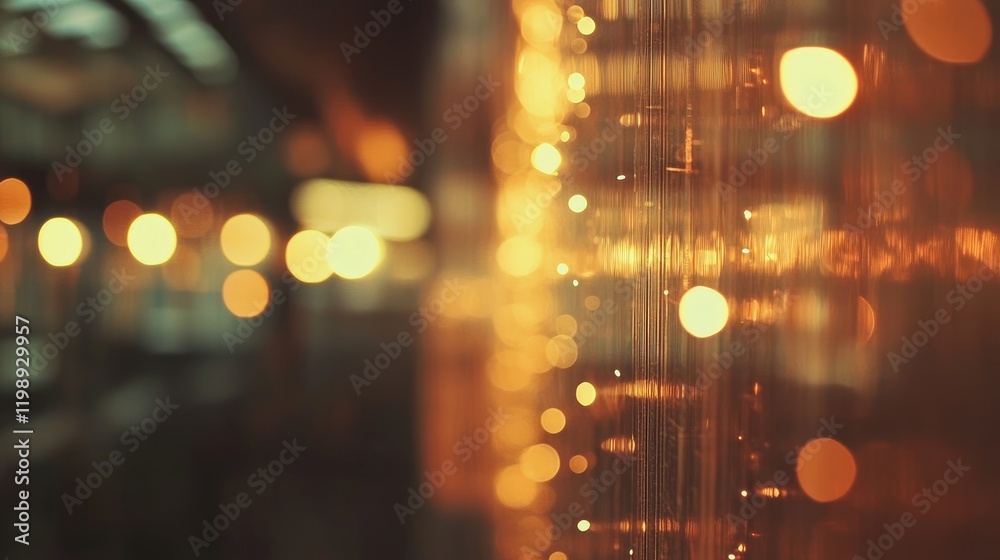 Poster Warm bokeh background with glowing lights and soft focus creating a textured effect ideal for creating depth and atmosphere Copy Space