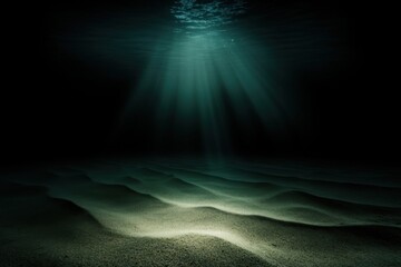 Fototapeta premium Underwater sunlight rays illuminating sandy ocean floor