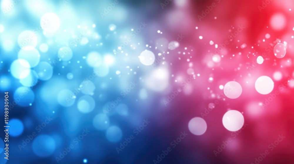Poster blue and red glowing bokeh lights abstract background with soft focus and copy space for text