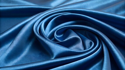 Obraz premium Elegant Deep Blue Satin Fabric with Smooth Folds and Shimmering Texture V6