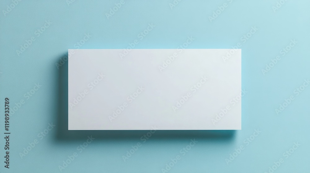 Poster minimalist white rectangular card on a blue background with copy space for text or design elements