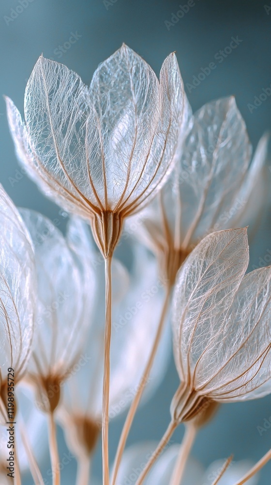 Aufkleber Whispers of dandelion seeds flutter gently, illuminated by soft light in a serene setting. Their delicate forms create a captivating display of nature's beauty and intricacy