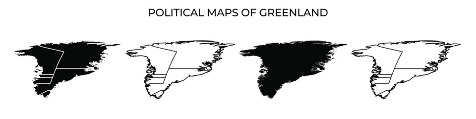 Overview of political maps highlighting regions in Greenland