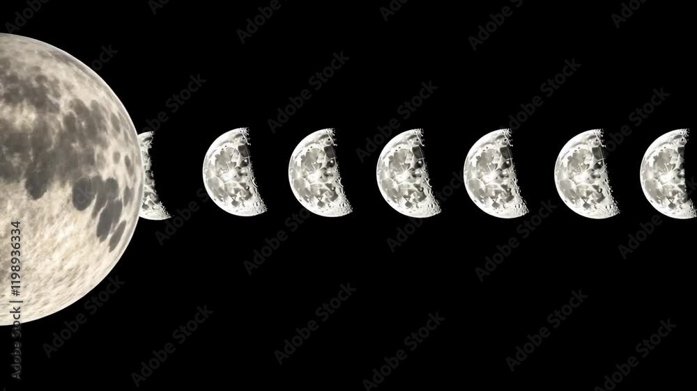 Canvas Prints sequence of moon phases illustrating its transition through the night sky