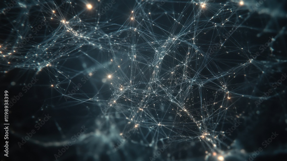 Poster abstract network connectivity concept with interconnected nodes and lines - futuristic technology, d