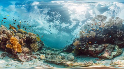 Fototapeta premium Vibrant Underwater Scene Featuring Colorful Corals and Tropical Fish