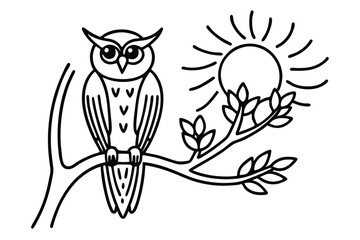 Obraz premium Beautiful bird owl vector with line art design (4).eps, Beautiful bird owl vector with line art design