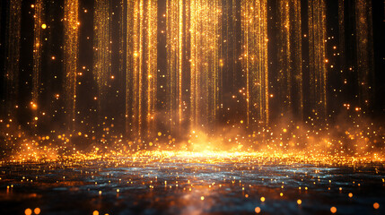 golden spotlight lines and glitter texture for award ceremony background