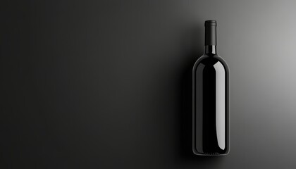 Elegant Black Wine Bottle on Dark Background: A Minimalist Product Shot
