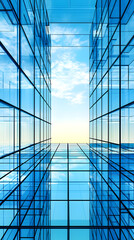 Obraz premium Modern glass buildings under blue sky