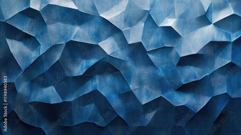 Poster textured blue abstract background with geometric layered patterns and copy space for design applicat