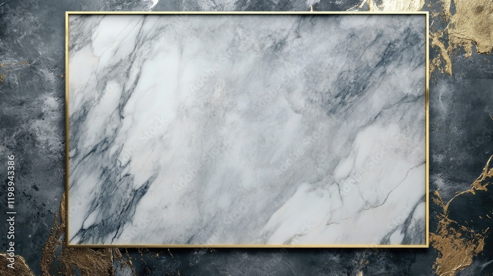 Poster marble texture background with golden accents and copy space for design projects. elegant and modern