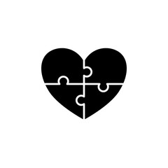 heart puzzle icon, simple flat style, pictogram logo sign symbol vector illustration, isolated on white for mobile app