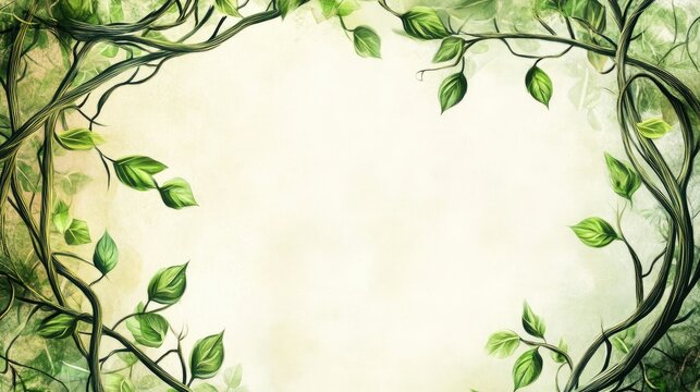 Green leafy vines with a soft gradient background and ample copy space for text insertion
