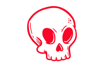 human skull with red heart