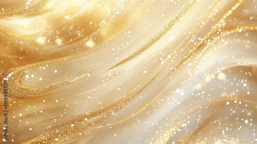 Poster abstract golden swirl texture with glitter and bokeh effects suitable for backgrounds and design pro