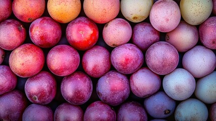 Fresh Assortment of Colorful Plums from Orchard Farmers Market