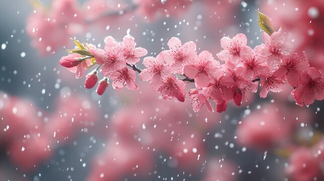 Close-up of pink flowers growing on a tree branch, ideal for spring or gardening themes