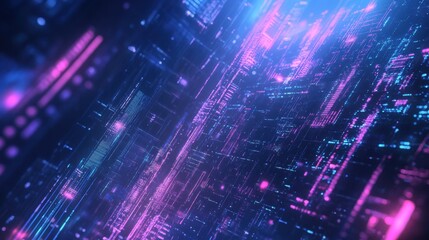 Obraz premium Holographic modern cityscape with digital data lines and night sky background, concept of global network connection technology. artificial, modern, connection, information, artificial, tech, cyberspa