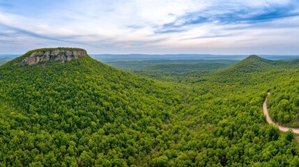 Obraz premium Aerial View of Lush Green Mountain Range