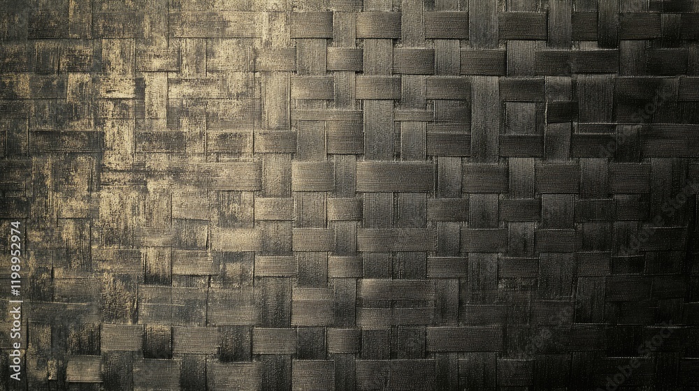 Poster woven texture background in dark tones with uneven patterns and copy space for design purposes