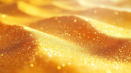 Shimmering Golden Texture with Glowing Particles and Soft Waves