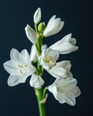 Fototapeta premium White Flowers in Sharp Contrast Against Dark Background