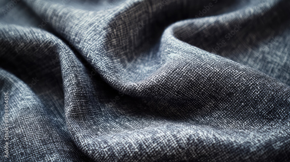 Aufkleber Close up of textured grey fabric with vertical white lines and soft folds creating depth ideal for background design with ample empty copy space