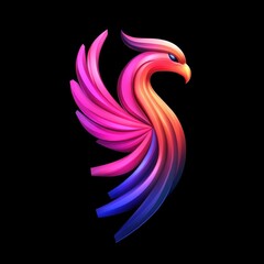 Obraz premium Colorful phoenix on black background