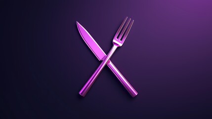 An elegantly crafted circular logo that showcases a chefs knife crossed with a fork, symbolizing sophistication in cuisine. The logo is set against a subtle gradient background that offers ample copy