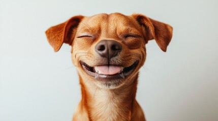 Happy Dog with Big Smile and Bright Expression on Light Background