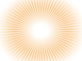 Fototapeta premium 燦々と輝く太陽光線イメージの集中線背景_ライトオレンジ