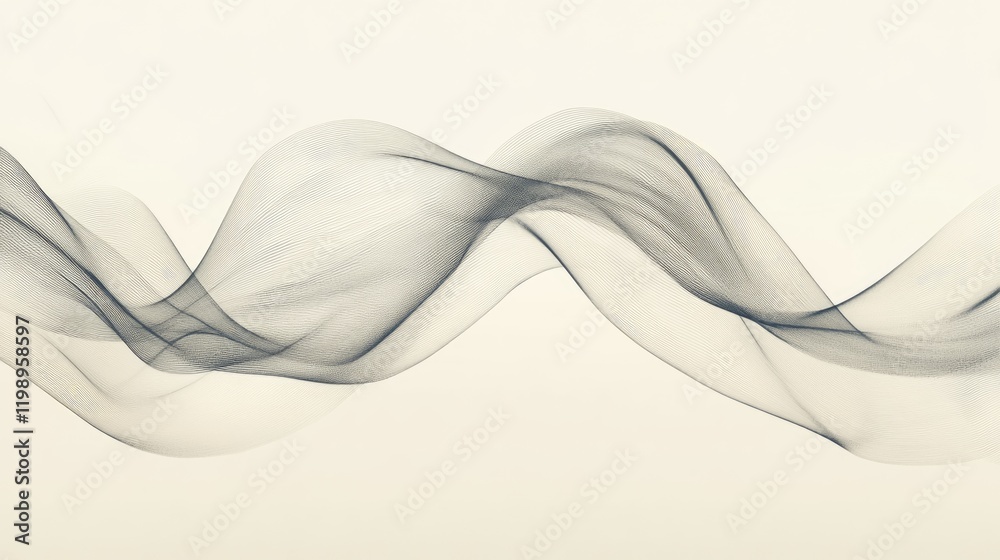 Poster abstract smoke waves on a light background with subtle curves and flowing lines featuring ample copy