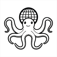 funny octopus cartoon coloring page