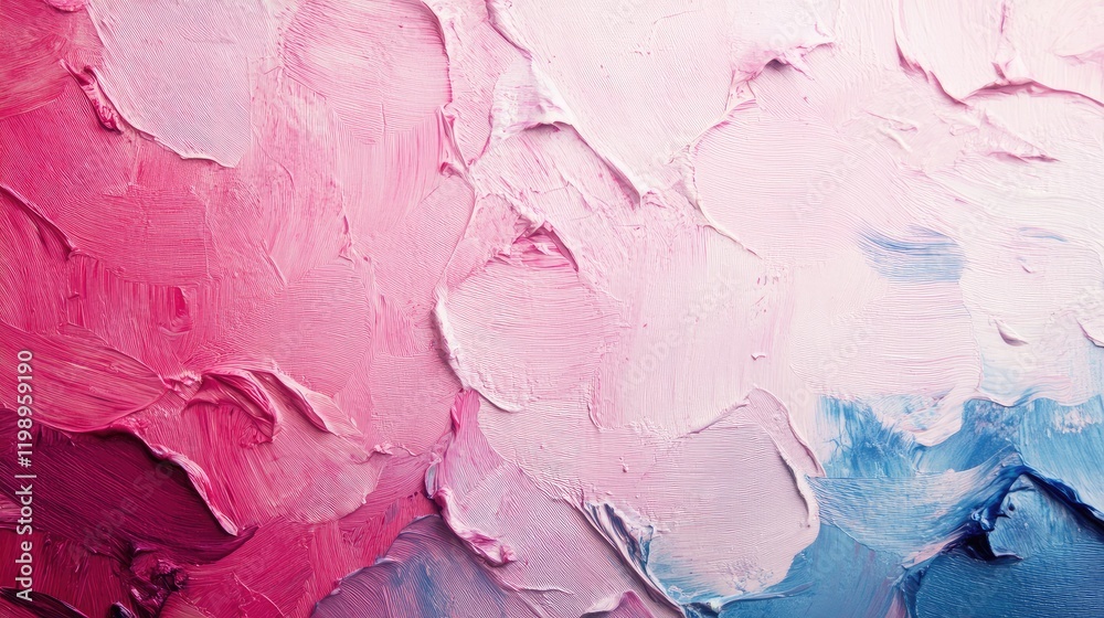 Poster intricate oil paint texture in soft pink and blue hues showcasing detail with ample negative space f