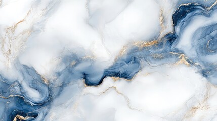 Abstract blue and white marble texture with gold veins for backgrounds or wallpapers Copy Space