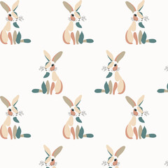 Pattern abstraction rabbit watercolor technique green delicate