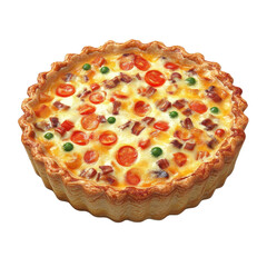 Delicious vegetable quiche filled with tomatoes, cheese, and fresh herbs.