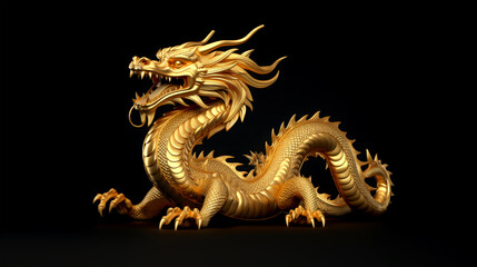 Fototapeta premium gold dragon for festival on color background