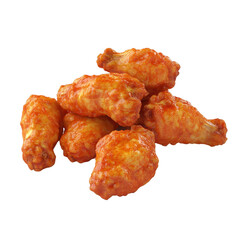 Deliciously spicy chicken wings stacked together, perfect for a savory snack or meal.